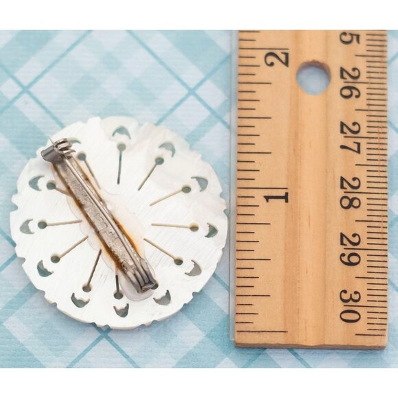 Vintage Mother of Pearl Snowflake Brooch by Bethlehem - L24 - Picture 3 of 3